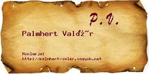 Palmhert Valér névjegykártya